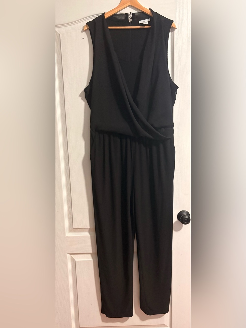 Bar III Black Sleeveless Draped Jumpsuit